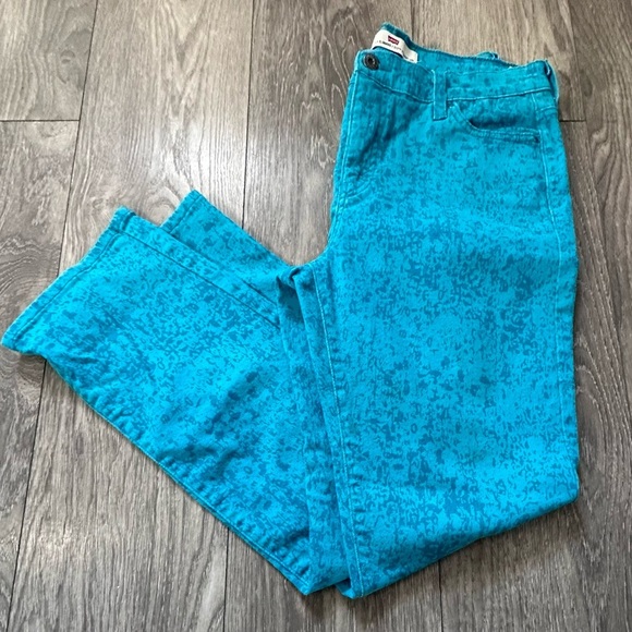 🐆Levi’s 512 Straight Jeans - Turquoise Animal Print 🐆🐆 - Picture 2 of 15